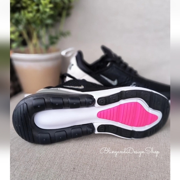 Swarovski Nike Air Max 270 Black Sneakers made with Crystals Women's Shoes - Picture 7 of 7